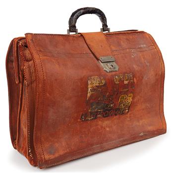 (LITERATURE AND POETRY.) WRIGHT, RICHARD. The authors large leather briefcase used by him when he was living in Paris.